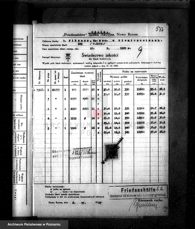 Obraz 13 z jednostki "Tartak w maj. Klęka pow. jarociński, własność Jonanne nr woj. kotła 6113 nr fabr. kotła 22849"