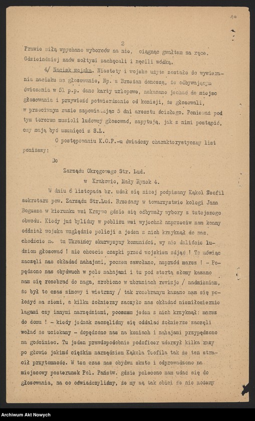 image.from.unit.number "Stronnictwo Ludowe, władze naczelne i okręgowe w Krakowie. Rezolucje, biuletyn strajkowy, materiał, wycinek prasowy"