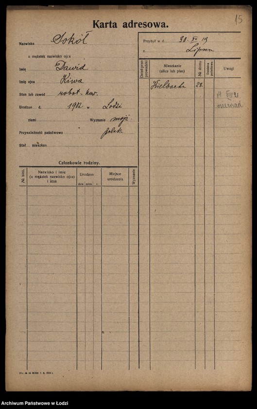 Obraz 19 z jednostki "[Spis ludności Łodzi] Sokowska-Sońska"
