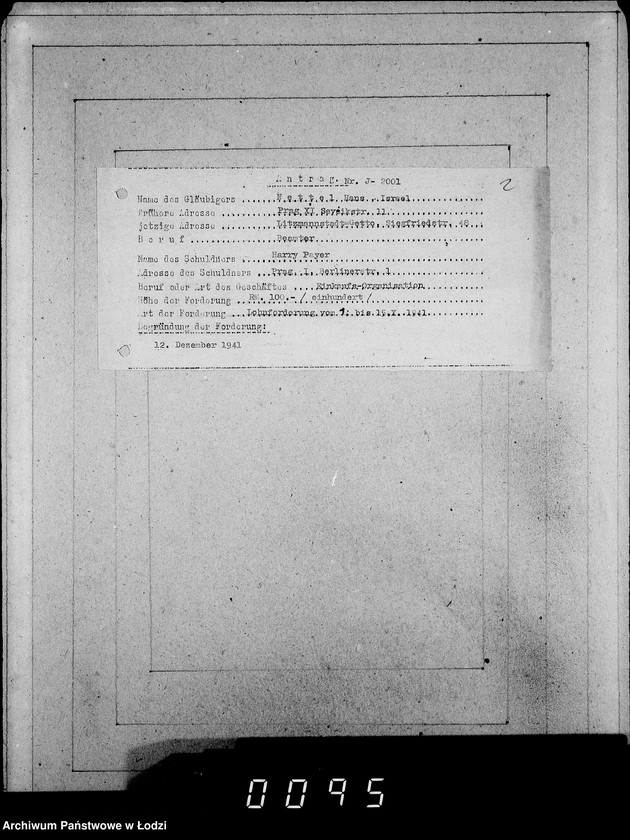 Obraz 6 z jednostki "J 2001-2020 [Wnioski Żydów z Getta o zwrot należności za towar wzięty na kredyt]"