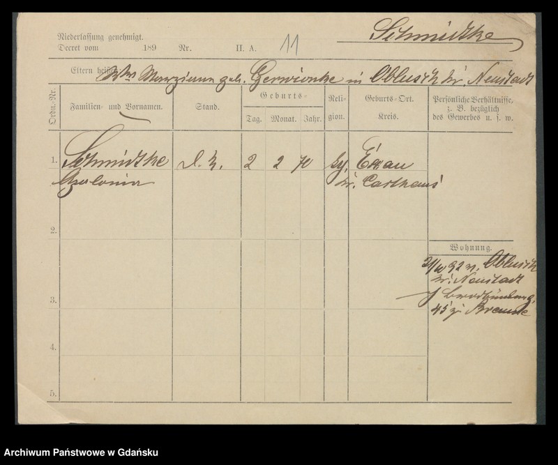 image.from.unit.number "Karty meldunkowe: Schmidtke - Schmirgalski"