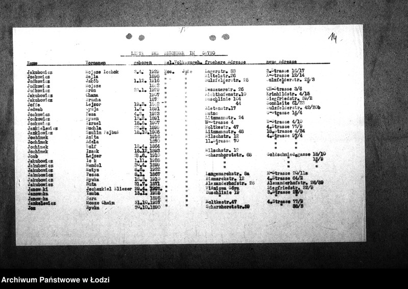 Obraz 17 z jednostki "[Alfabetyczny spis mieszkańców getta. Litera J]"