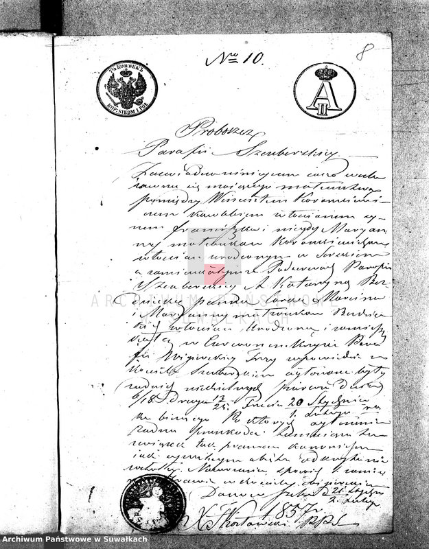 image.from.unit.number "Dowody do Akt Małżeństwa Parafii Wigierskiej za Rok 1857."