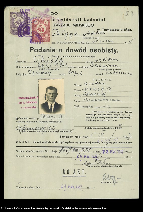 image.from.unit.number "Dowodów osobistych od nr 951 do 1100. Tom VII"