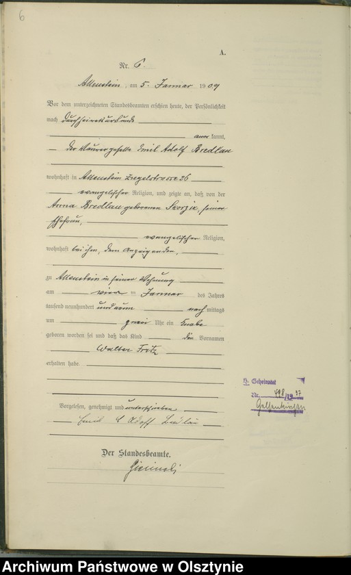 image.from.unit.number "Geburts-Haupt-Register Tom I , Nr 1-439"