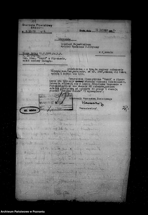 Obraz 15 z jednostki "/Towarzystwo Gimnastyczne Sokół w Pięczkowie powiat Środa - rejestracja/"