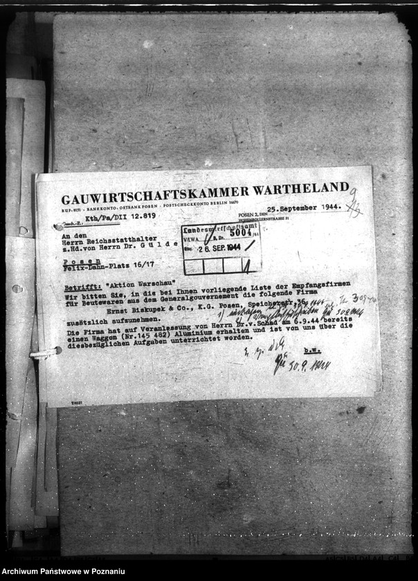 Obraz 13 z jednostki "Łupy wojenne zdobyte podczas powstania warszawskiego - Aktion Warschau. Hauptakten II."