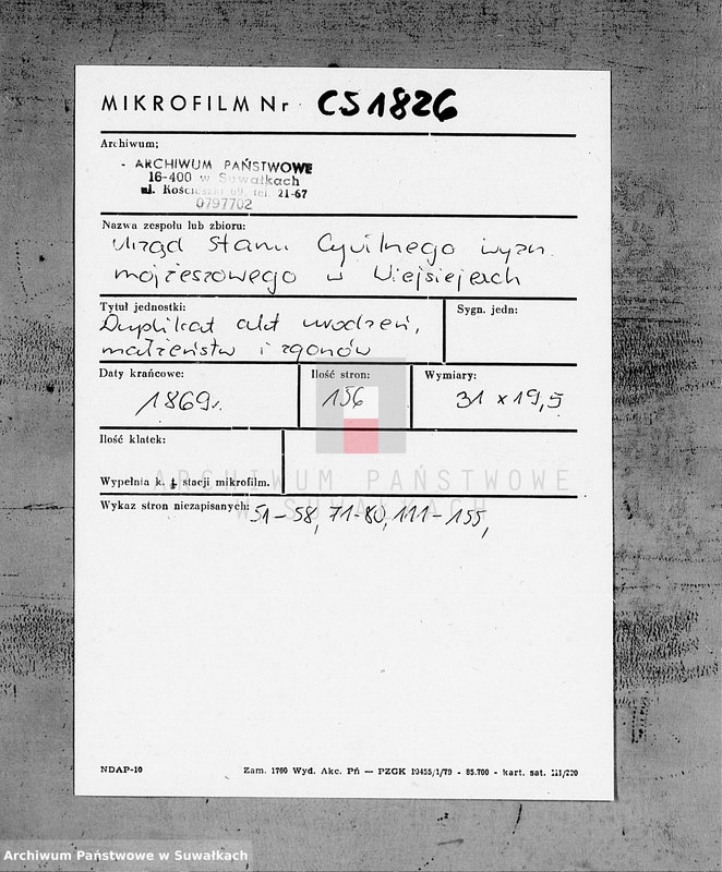 image.from.unit.number "Duplikat akt uroždenija, brakosočetanija i umeršich Evrejskogo Ispoviedanija Vejsejskogo Okruga s 1869 goda Duplikat akt urodzeń, małżeństw i śmierci wyznania mojżeszowego wiejsiejskiego okręgu z 1869 roku"