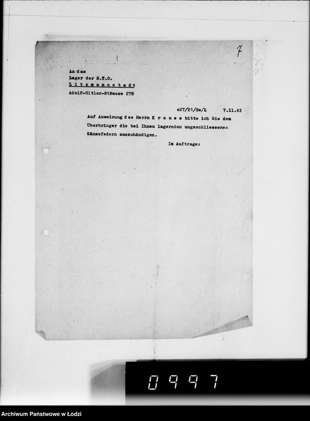 Obraz 9 z jednostki "H.T.O. [Korespondencja z Haupttreuhandstelle Ost w sprawach finansowych oraz majątku żydowskiego]"