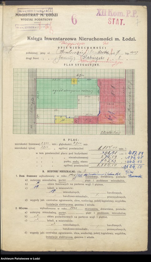 Obraz 9 z jednostki "Księga inwentarzowa nieruchomości m. Łodzi ul. Braterska"