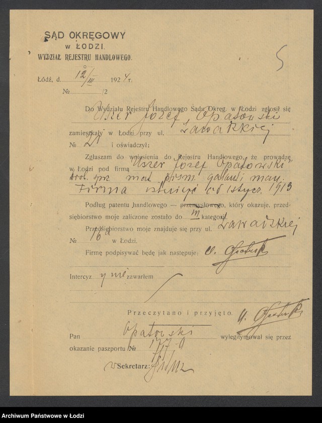 Obraz 7 z jednostki "Uszer- Józef Opatowski- drobna sprzedaż materiałów piśmiennych i galanterii"