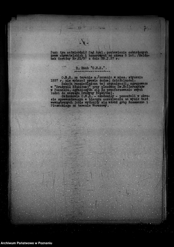 Obraz 11 z jednostki "Sprawozdania okresowe ze stanu bezpieczeństwa za miesiące styczeń, luty, marzec 1937 r. /nr 1-3/"