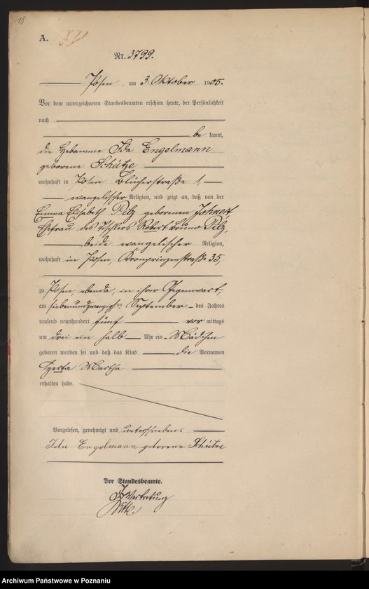 Obraz 20 z jednostki "Księga miejscowa urodzeń tom VIII"