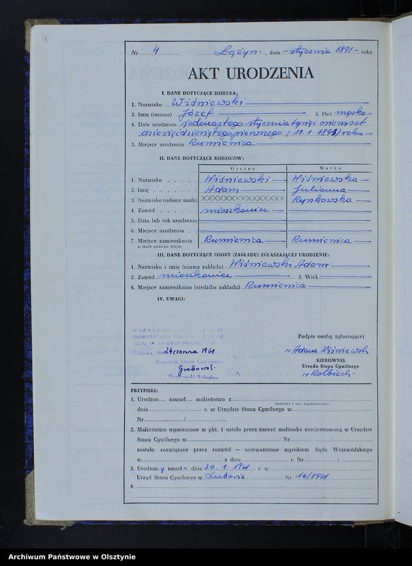 image.from.unit.number "Ksiega urodzeń Nr 1 - 83 /przepisana w języku polskim z oryginału niemieckiego w dniach  24.06.-27.06 1961/"