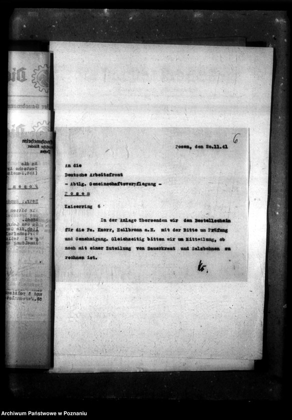 Obraz 10 z jednostki "Schriftwechsel mit der Deutsche Arbeiters Front [Korespondencja w sprawie zbiorowego żywienia]."