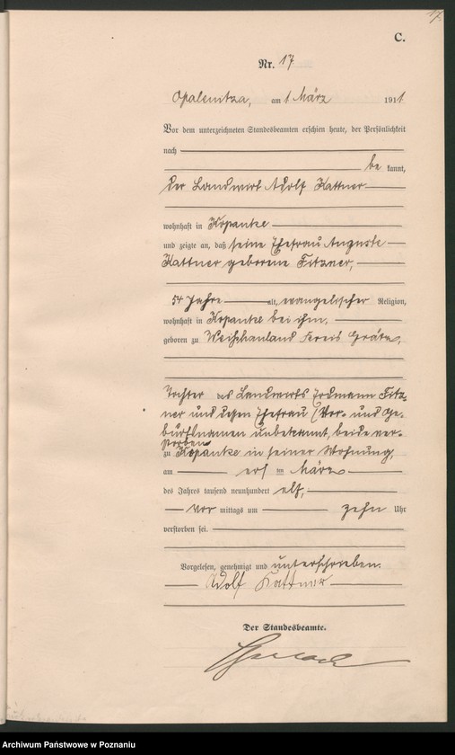 Obraz 20 z jednostki "Sterbe-Haupt-Register"