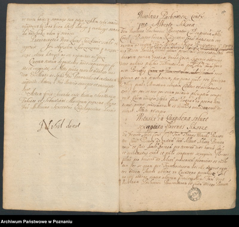 Obraz 19 z jednostki "Protocolon anni 1641actorum officii consularis Posnaniensis."