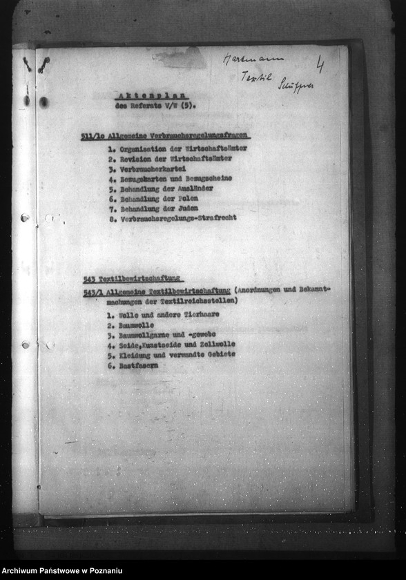 Obraz 8 z jednostki "Wykaz akt dla wydziału Wirtschaft und Arbeit"