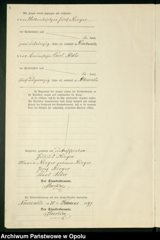 Obraz 8 z jednostki "Heiraths-Neben-Register des Standesamts Altewalde pro 1897"