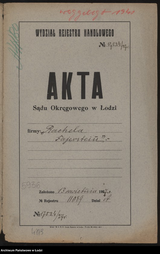 Obraz 2 z jednostki "Rachela Fajerstein- sprzedaż towarów kolonialnych i owoców"