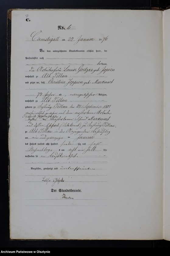 image.from.unit.number "Sterbe-Haupt-Register Tom I,Nr 1 - 82"