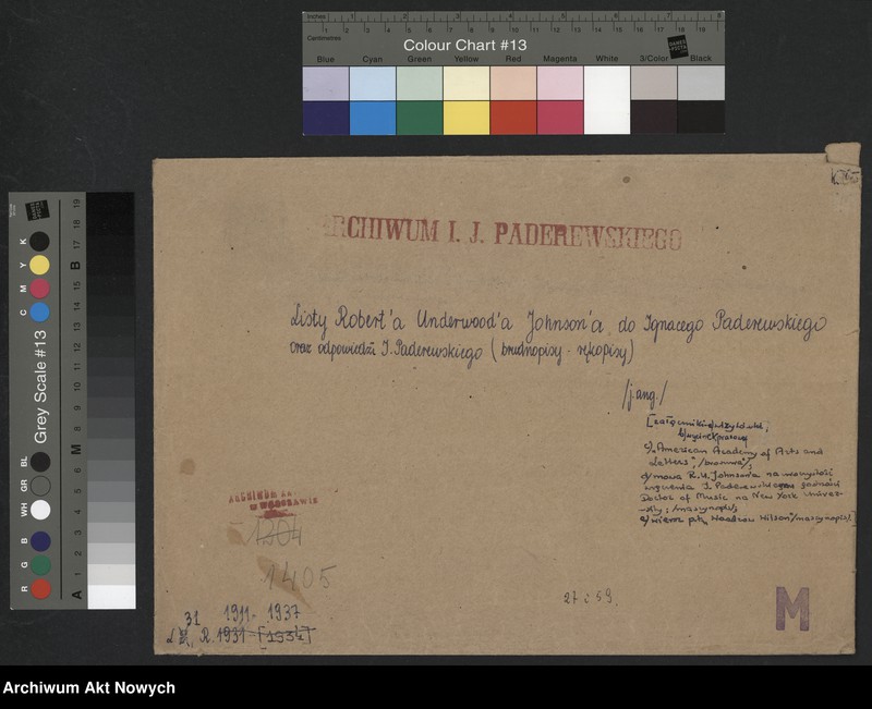 image.from.unit.number "Johnson Robert Underwood; Załączniki: a) "American Academy of Arts and Letters" (broszura); b) mowa R. U. Johnsona (maszynopis); c) wiersz "Woodrow Wilson"; d) wycinek prasowy; L.31 (odpowiedzi - rękopisy)"