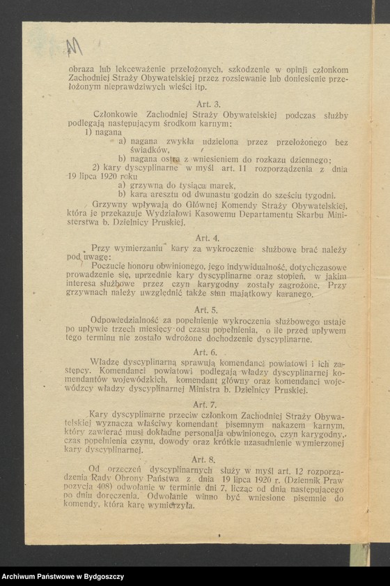 image.from.unit.number "Rozkazy zwykłe Nr: 2, 3, 4, 7, 8 Komendy Głównej Zachodniej Straży Obywatelskiej w Poznaniu"