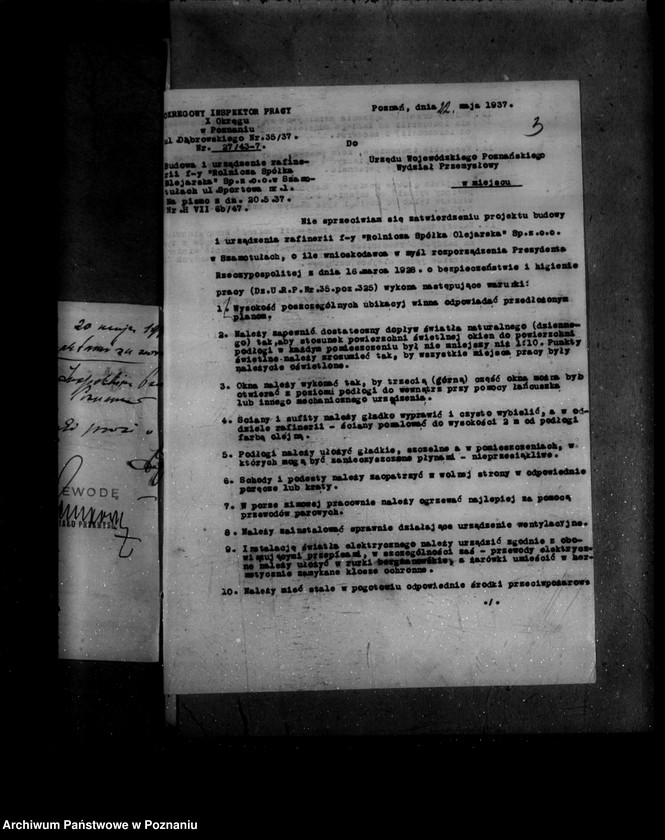 Obraz 7 z jednostki "Zatwierdzenie zakładu przemysłowego rafinerii i kotłowni/ Rolniczej Spółki Olejarskiej Spółka z o. o. w Szamotułach"