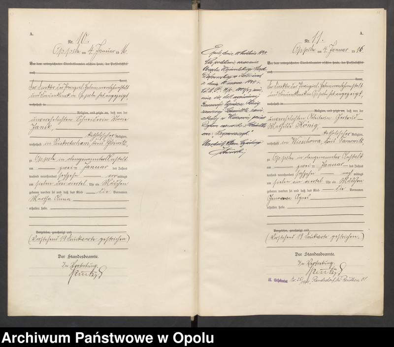 image.from.unit.number "Urząd stanu Cywilnego Opole Księga Urodzeń Rok 1916 1-395"