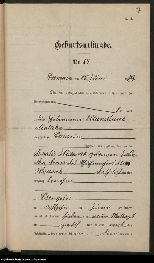 Obraz 9 z jednostki "Die von den Verlobten beigebrachten Urkunden zur Eheschliessung pro 1899"