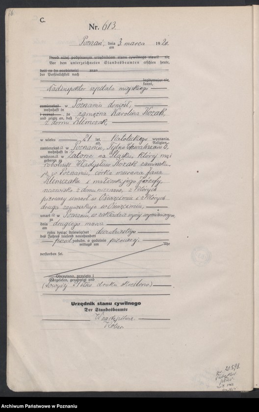 Obraz 18 z jednostki "Księga miejscowa zgonów tom II [Rejestr główny zgonów]"