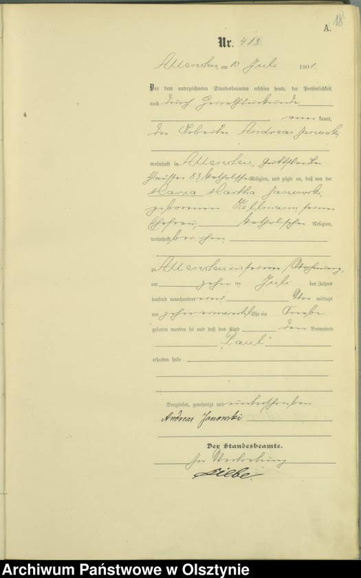 image.from.unit.number "Geburts-Haupt-Register Tom II,Nr 397 - 767"