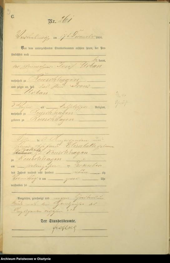 image.from.unit.number "Sterbe-Haupt-Register Tom II,Nr 260 - 268"