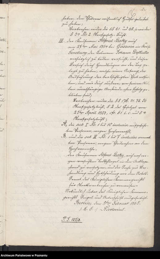 image.from.unit.number "Anklage und Anklagenbeschluss des Kammergerichts gegen den Grafen Johann von Działyński und Genossen /8. und 15.II.1865/"