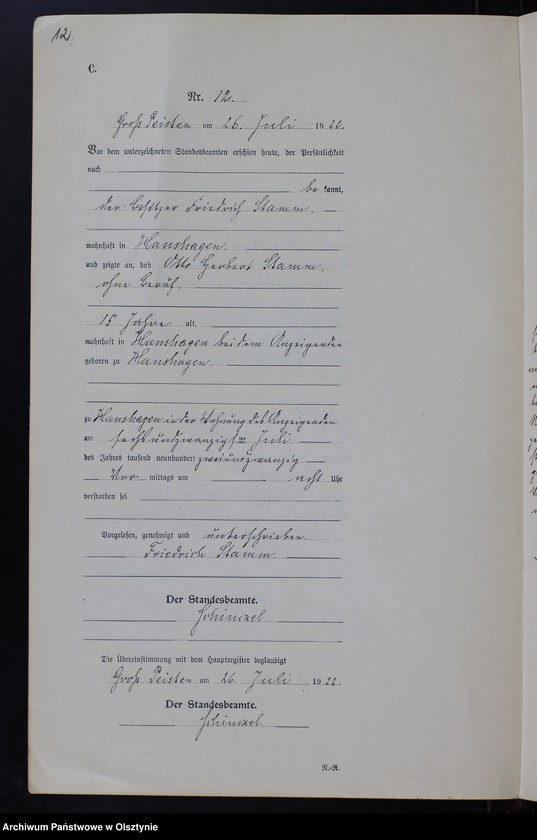 image.from.unit.number "Sterbe-Neben-Register Nr 1 - 19 [ Księga zgonów - wtóropis ]"