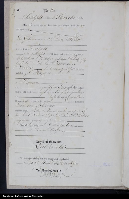 Obraz z jednostki "Geburts-Neben-Register /fragment księgi/,Nr 35 - 38"