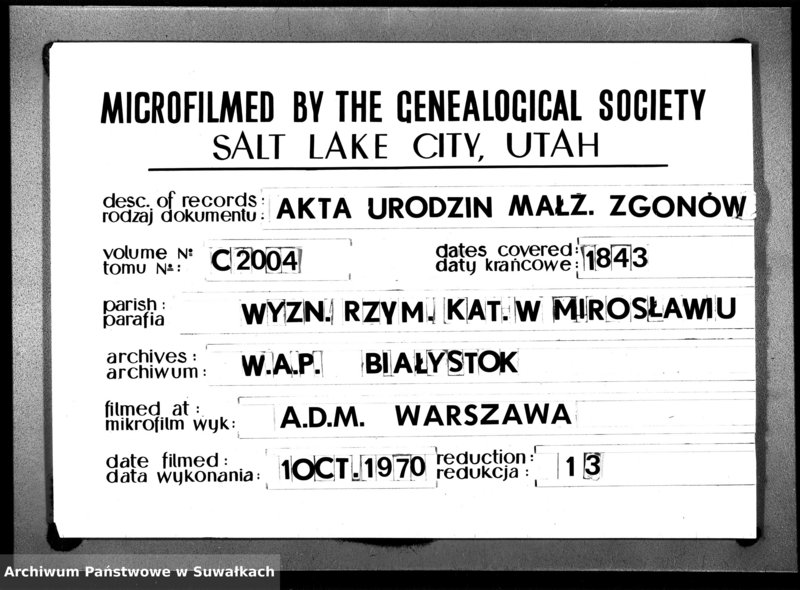 image.from.unit.number "Księga Duplikat Aktów Urodzonych Zmarłych i Zaślubionych Sporządzona na Rok 1842-ci Parafii Mirosławskiey"