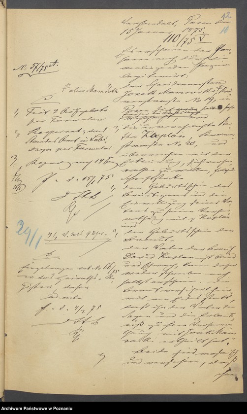 Obraz 14 z jednostki "Die von den Verlobten beigebrachten Urkunden zur Eheschliessung pro 1875"