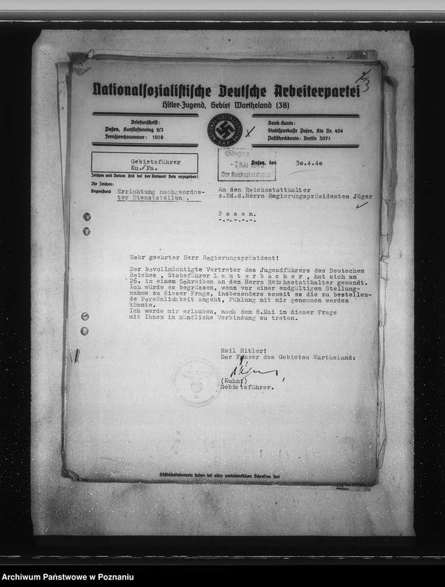 Obraz 7 z jednostki "Zarządzenia i korespondencja w sprawie hitlerowskich organizacji młodzieżowych"