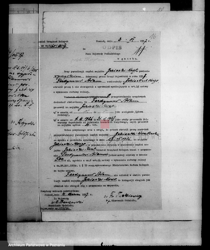 Obraz 20 z jednostki "Jeziorki-Kosztowskie odprawy z art.. 44 ustawy o wykonaniu reformy rolnej"