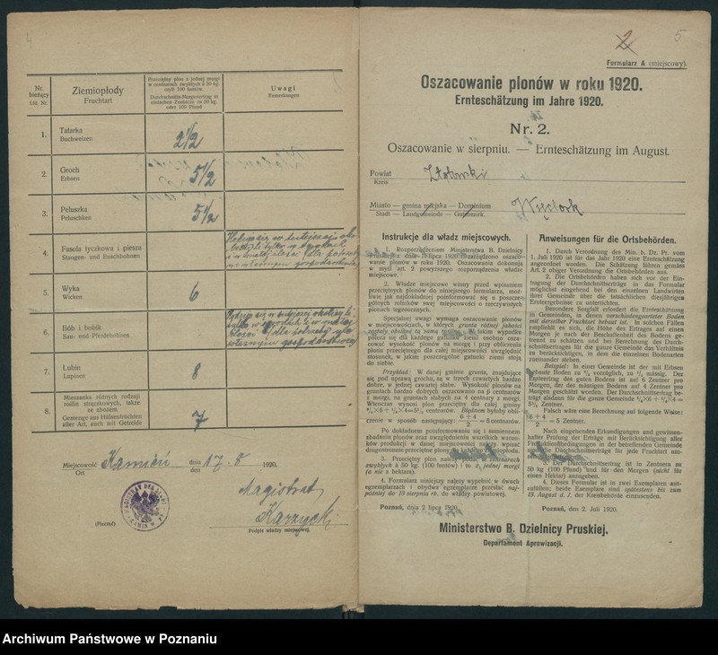 Obraz 5 z jednostki "[Oszacowanie plonów w powiecie złotowskim w roku 1920"