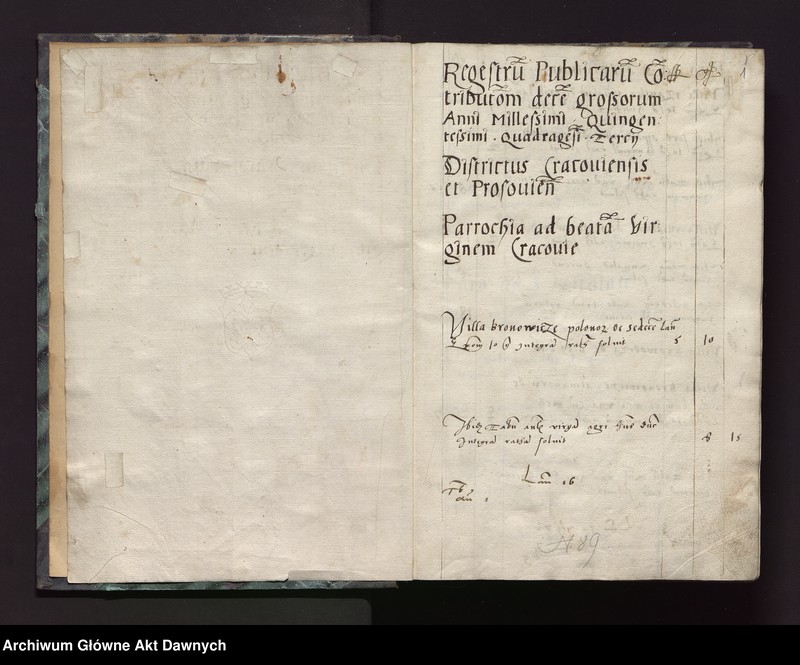 image.from.unit.number "Regestrum publicarum contributionum decem gr. -- (palatinatus Cracoviensis)."