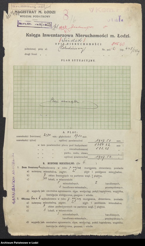 image.from.unit.number "Księga inwentarzowa nieruchomości m. Łodzi ul. Południowa"