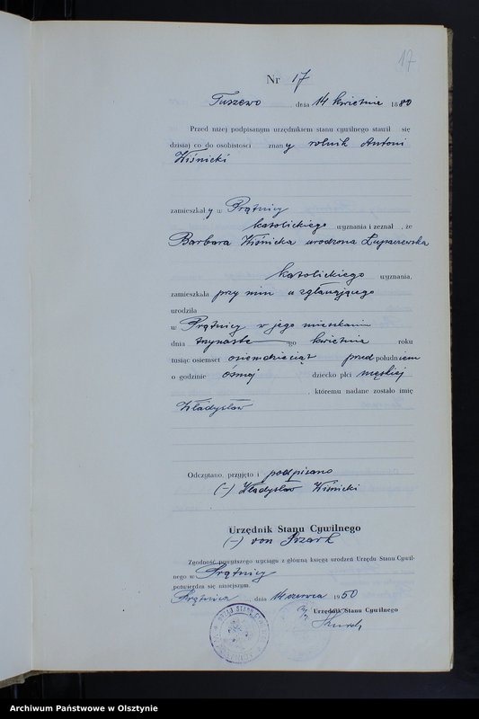 image.from.unit.number "Ksiega urodzeń Nr 1 - 50,1 - 43,1 - 54,1 - 49 /brak 1884,i 1 - 51 /przepisana w języku polskim z oryginału niemieckiego w dniach 10.06.- 24.06.1950/"