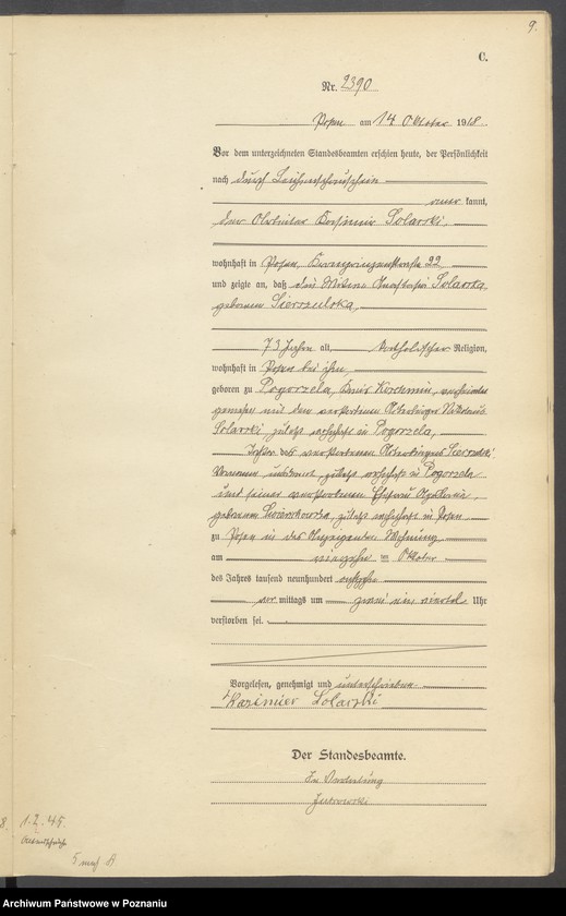 Obraz 11 z jednostki "Księga miejscowa zgonów tom VI [Rejestr główny zgonów]"