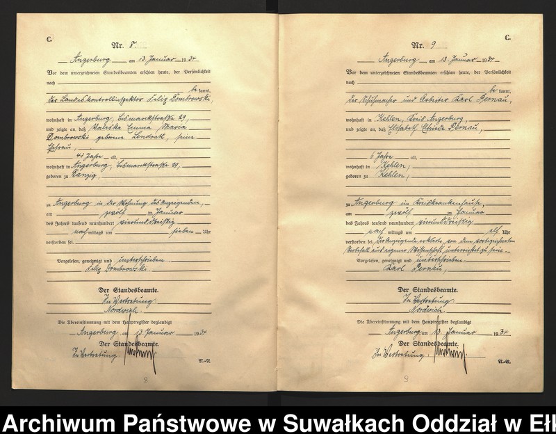 image.from.unit.number "C2. Sterbe - Register (Neben - Register) Standesamt Angerburg Ostpr. einschl. der Standesamtsbezirk Gross Strengeln, Kehlen und Prinowen"