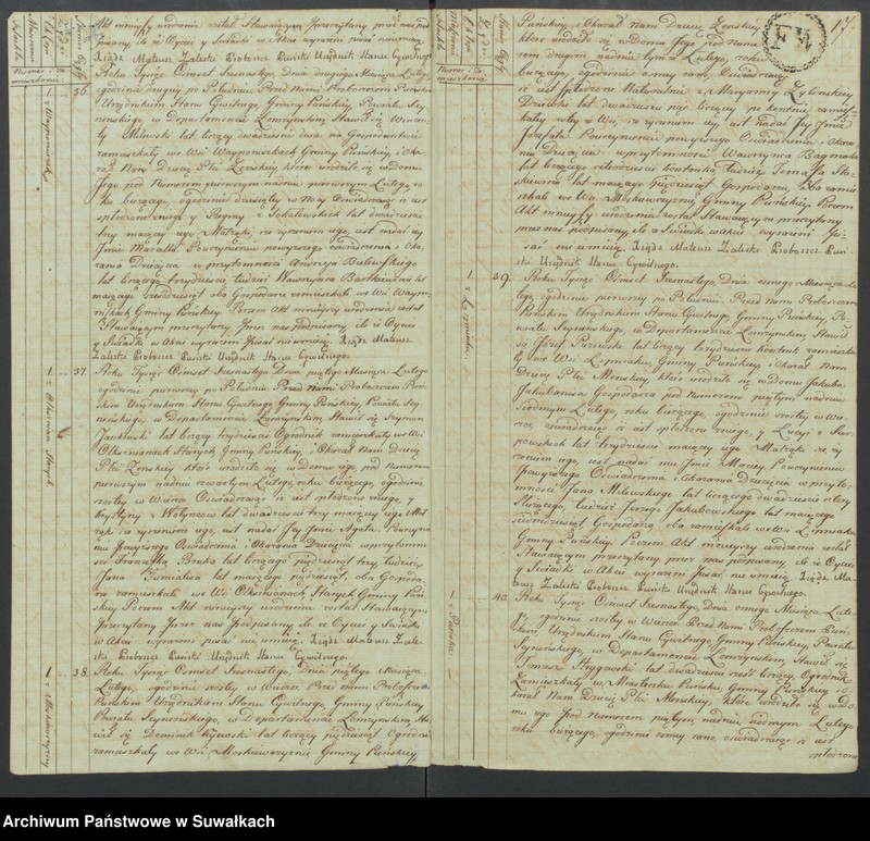 image.from.unit.number "Akta urodzonych gminy puńskiey od 1-go stycznia do dnia ostatniego grudnia 1816 roku."