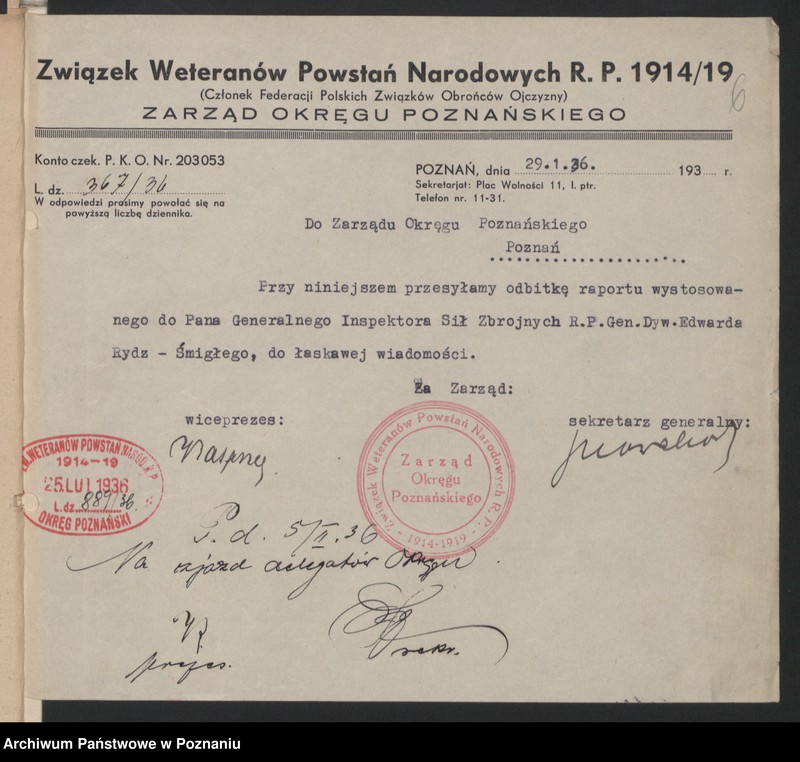 image.from.unit.number "I. Walny Zjazd Delegatów Okręgu Poznańskiego Związku Weteranów Powstań Narodowych 1.III.1936 r."