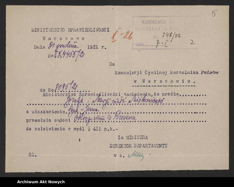 image.from.unit.number "Ułaskawienia z Małopolski - nieuwzględnione, dotyczące: zabójstw, kradzieży m. in w czasie inwazji rosyjskiej w 1914 r., dezercji, lichwy wojennej oraz handlu walutą, a także wykroczeń i rabunku na jesieni 1918 r. podczas rozruchów antyżydowskich (pow. Rzeszów)"