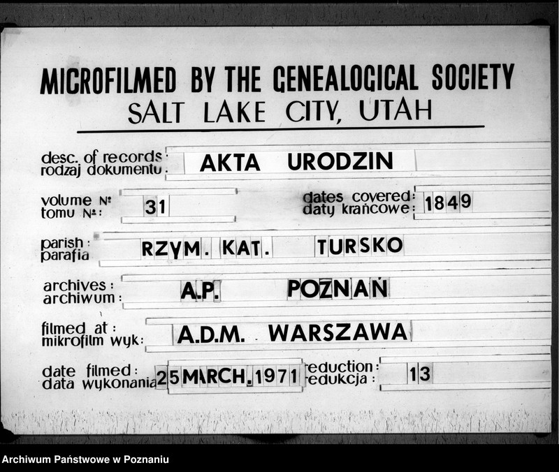 image.from.team "Akta stanu cywilnego Parafii Rzymskokatolickiej Tursko (pow. pleszewski)"